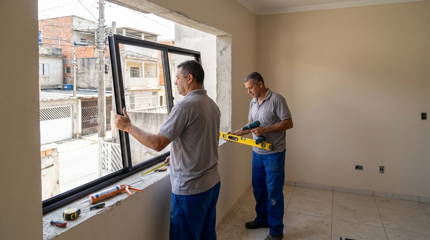 Esquadria de alumínio com vista para rua em Ponta Grossa-PR